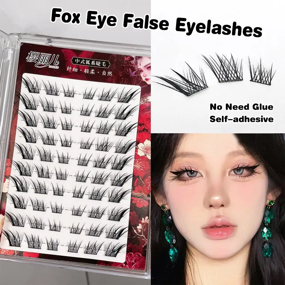 

Self-Adhesive Glue-Free Lash Clusters Reusable Manga Fox Eye False Eyelashes No Removal Required Individual Lashes DIY at Home