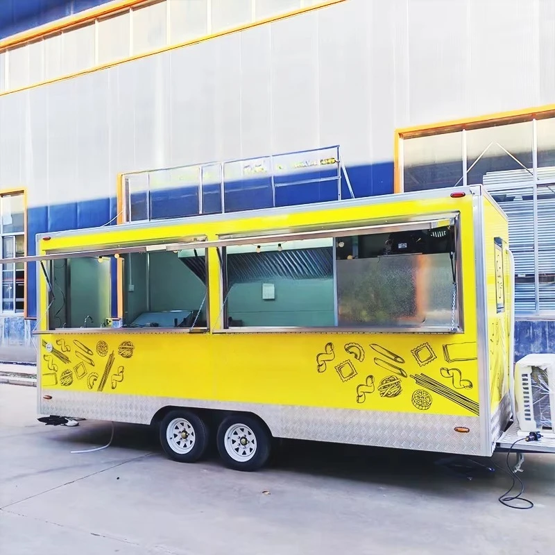 16FT Stainless Steel Mobile Food Trailer 220V Compatible Customizable Logo Burner Stove Rust Resistant Outdoor