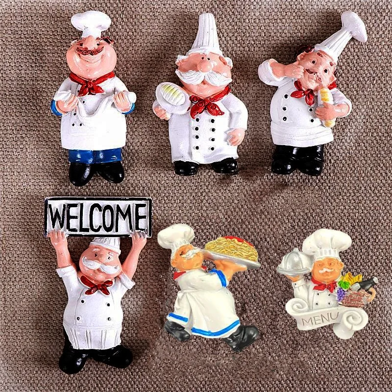 Creative Euramerican Style Chef Cook Bread 3D Refrigerator Magnet Sticker Kitchen Decoration Accessories Tourism Souvenir Gifts