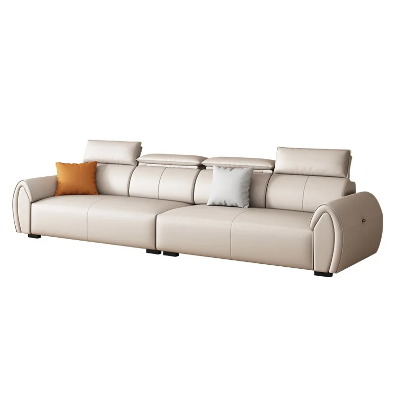 

Итальянский минималистичный кожаный диван для маленькой квартиры, современный простой прямой ряд, комбинированный диван для четырех человек, домашний пол, гостиная