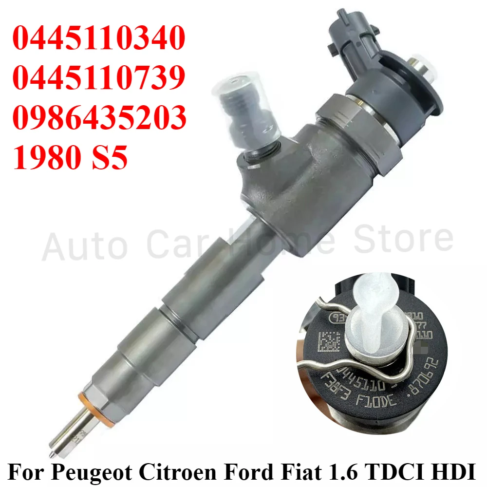 

For Peugeot Citroen Ford Fiat 1.6 TDCI HDI New Diesel Fuel Injector 0445110340 0986435203 1980S5