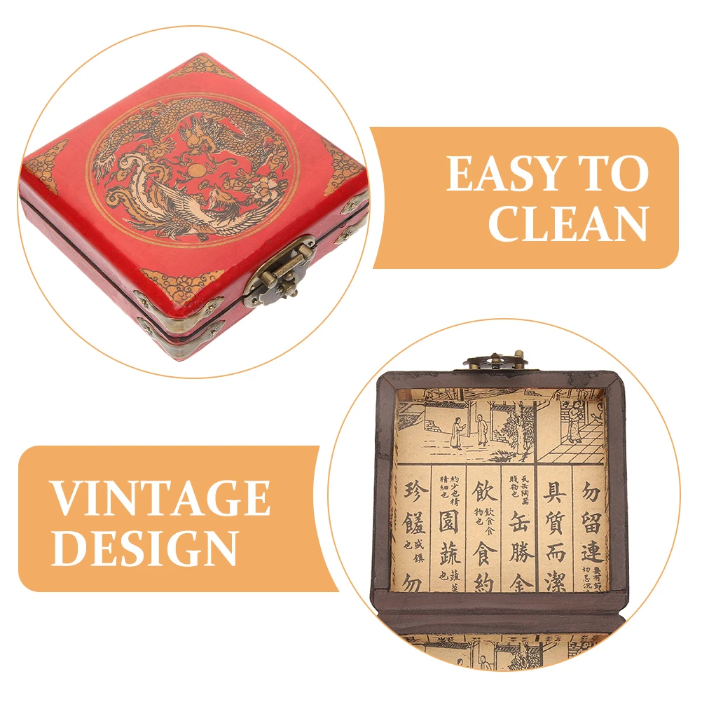 

Jewelry Box Vintage Trinket Boxes Organizer Case Earrings Storage Wooden Treasure Box Keepsakes Chest Retro