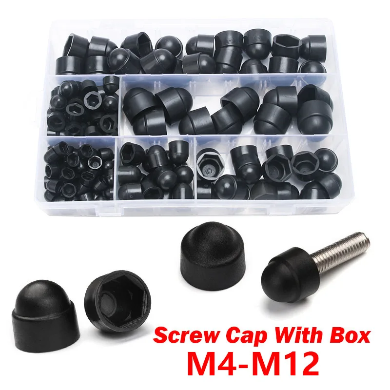 80/130/165PCS nylon bolt cap | M4-M12 hex nut in various sizes, suitable for fastener installation, nut and bolt combination set