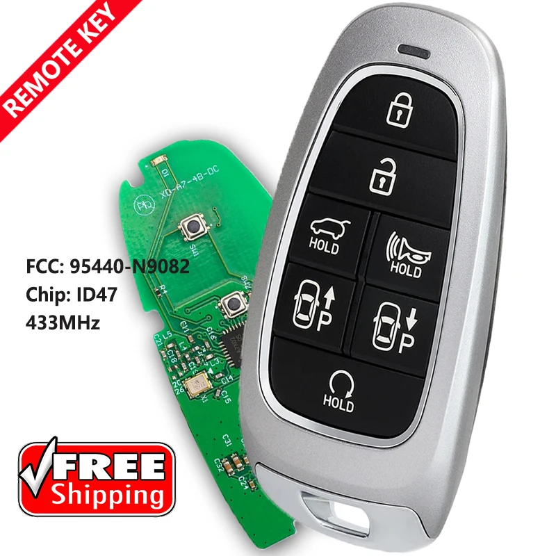 

DIYKEY 95440-N9082 433 МГц ID47 умный дистанционный ключ без ключа GO 7 кнопок брелок для Hyundai Tucson 2022+
