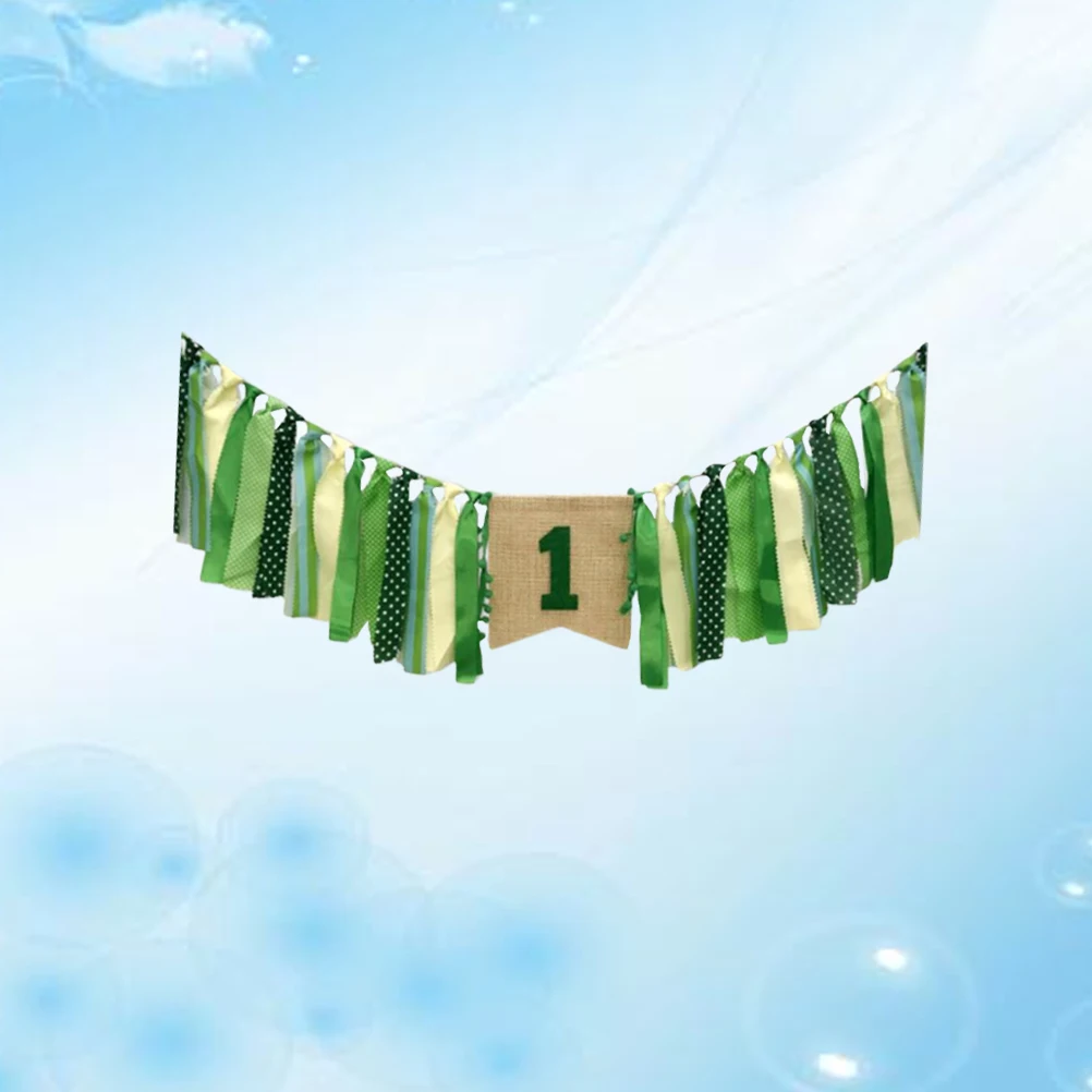 

Ornaments for Kids Green Dining Chair Pull Flag Bunting Banner Vintage Party Supplies Photograph Props Baby