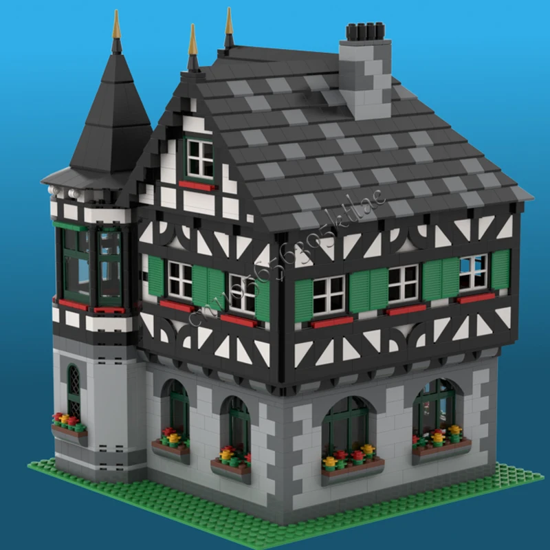 2462 Pezzi Set di Costruzioni Medievali in Legno, Casa a Travi, MOC Personalizzabile, Blocchi Modulari Fai-da-Te, Regalo di Natale per Ragazzi