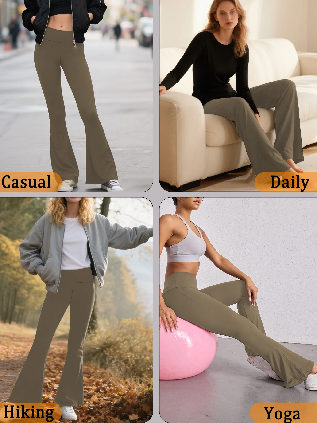 Damskie spodnie do jogi z wysokim stanem i rozszerzanymi nogawkami. Idealny do jogi lub na co dzień.