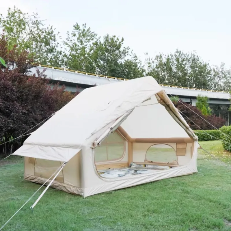 

Водонепроницаемая надувная палатка-сафари Oxford с отверстием для печи, оптовая продажа, для кемпинга, 6.3 ㎡ Надувная палатка-кабина с двумя входами