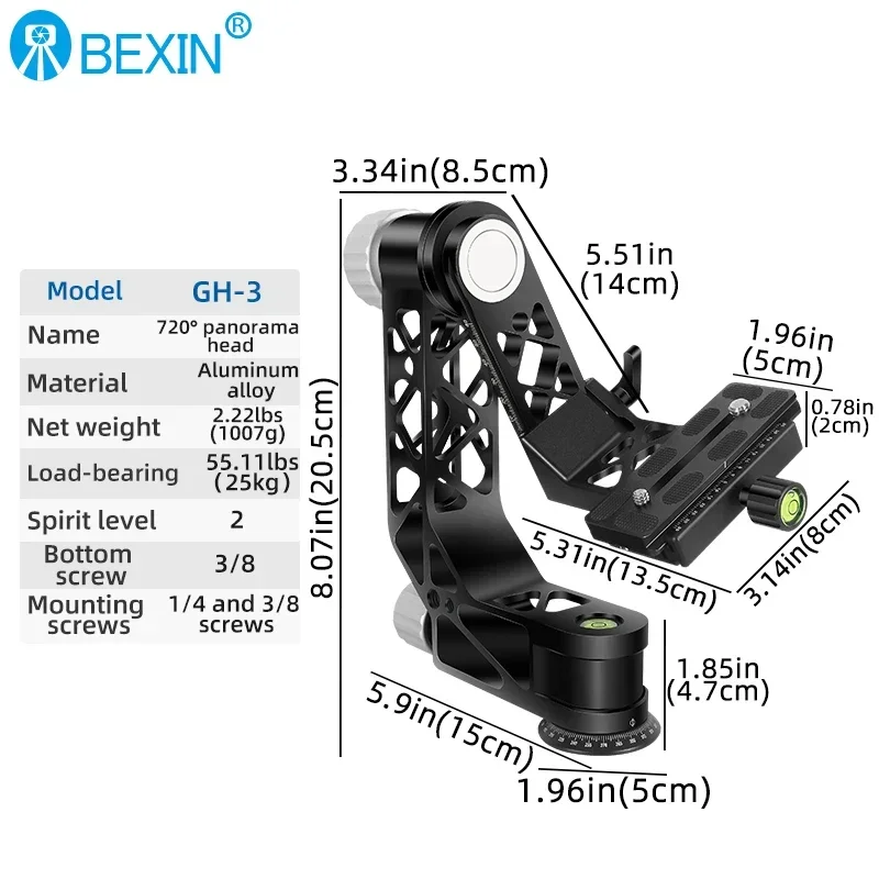 HOT GH-720°A Matrix Tripod Panoramic Head Professional Equipment Starry Sky Shooting Max load 10 kg and ARCA SWISS Compatible