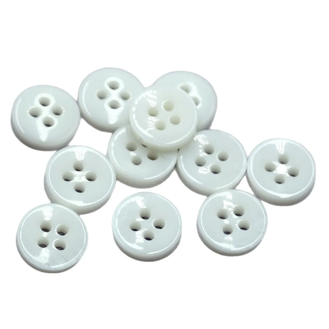 White round High-Grade Resin 4-Hole Buttons for Trench Coat Suit Overcoat - Pack of 10