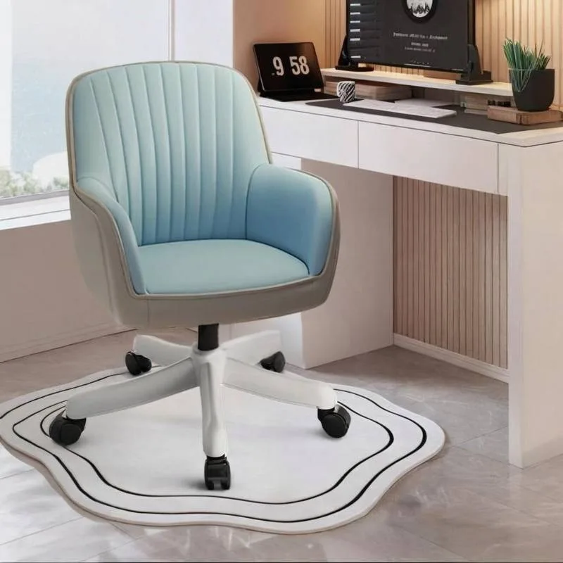 # Silla de Oficina con Ruedas Grises, Reposabrazos Elegantes y Cómodos, Silla de Computadora para Salón, Silla Gamer Giratoria Relajante, Muebles para el Hogar
