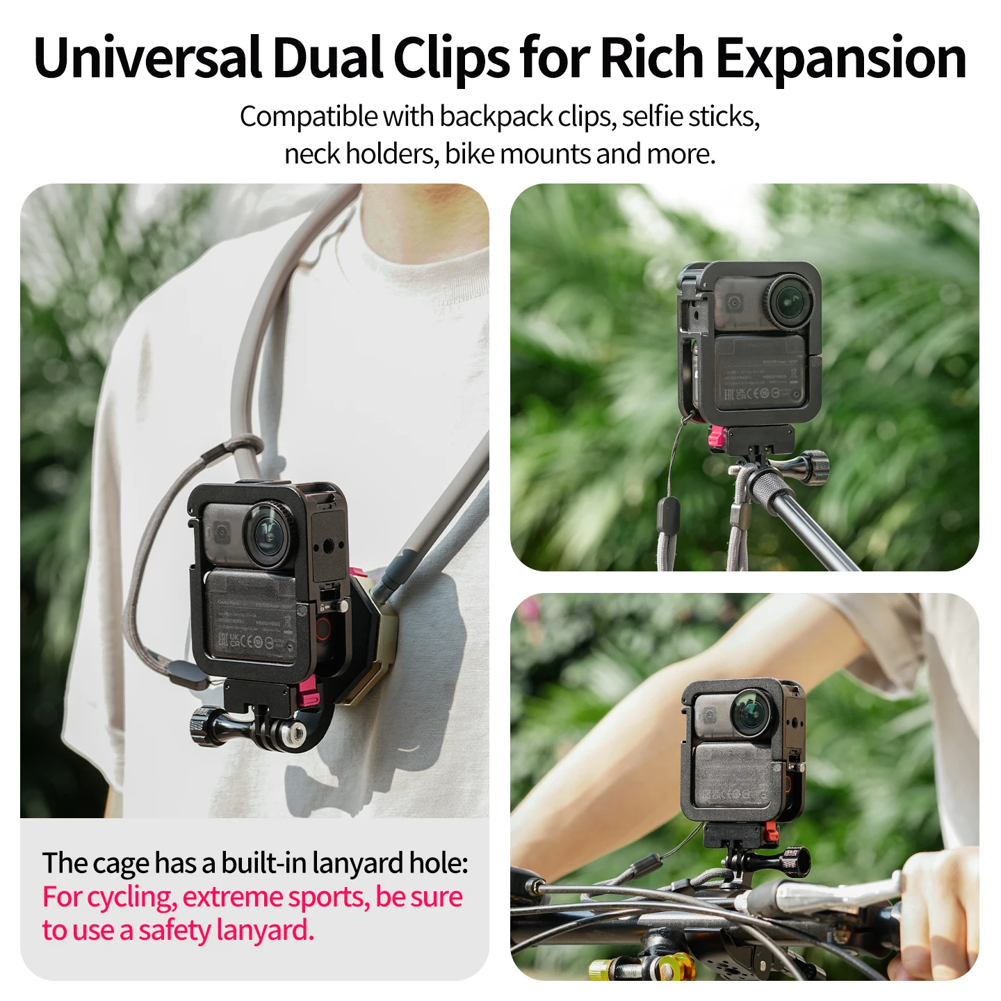 Doppelseitiger Magnetkäfig für DJI Osmo Nano Action-Kamera, Vollschutzrahmen, Cold Shoe, 1/4-Zoll-Stativ, Selfie-Stick-Erweiterung – Detail 9