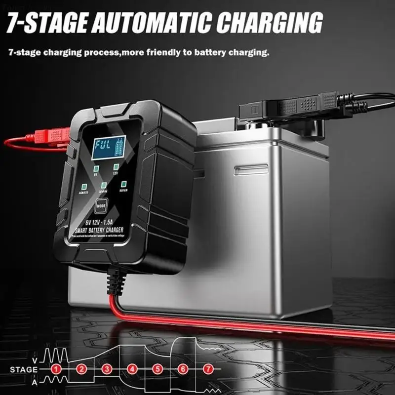 

Universal 6V 12V Automatic Car Battery Maintainer Fast Charging Multiple Use for RVs Motorcycles ATVs and Trucks 1.5A 32GB