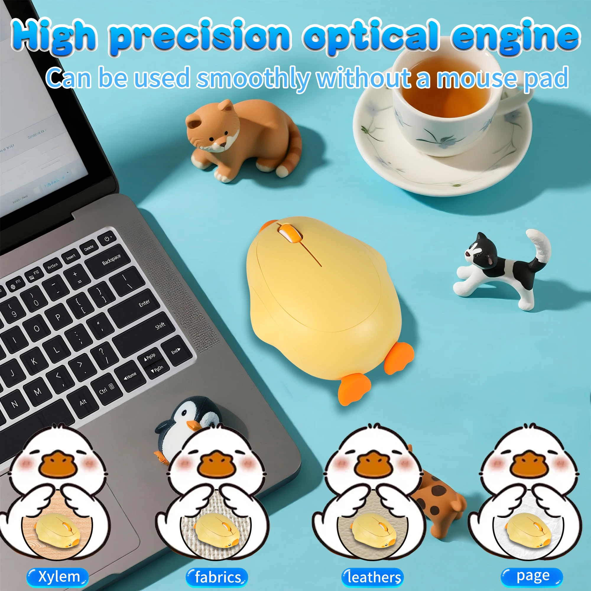 

Yellow Duck Dual Mode Wireless Mouse 2.4G/Bluetooth Mute Rechargeable Gaming Mouse Ergonomics Wireless Bluetooth Mouse 1600DPI