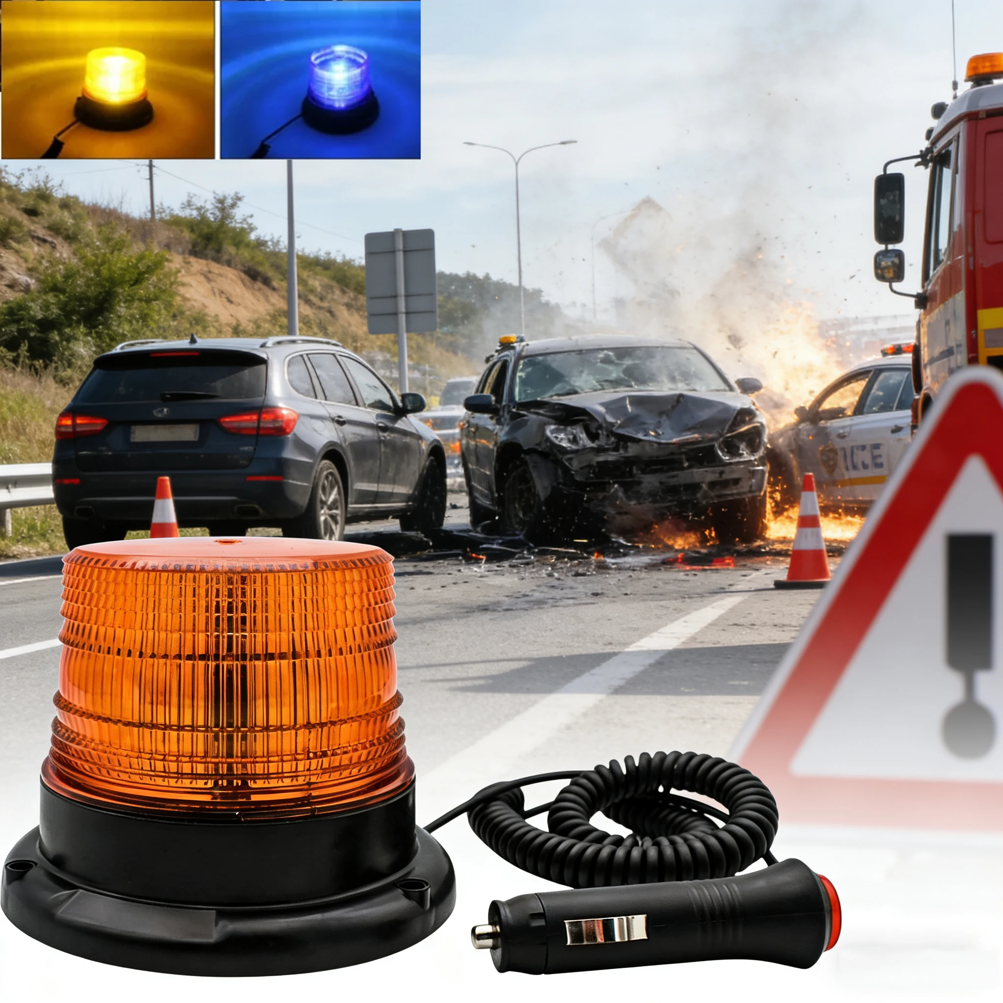 

LED Strobe Warning Light Emergency Beacon for Car Truck Roof Top Magnetic Base Security Auto 12V 24V Universal Flashing Light