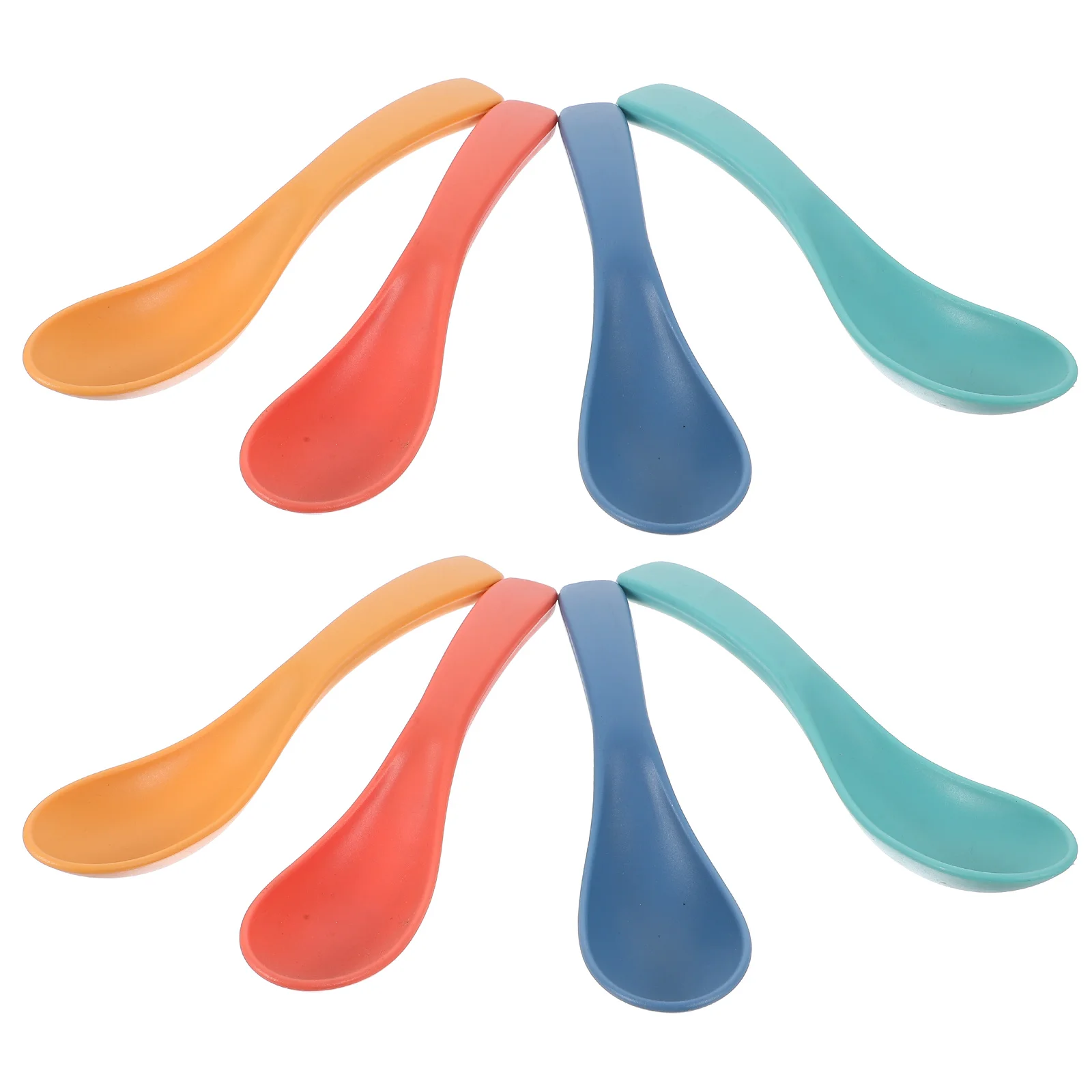 

8pcs small spoons for eating soup cereal dinner portable easy clean orange red blue green each