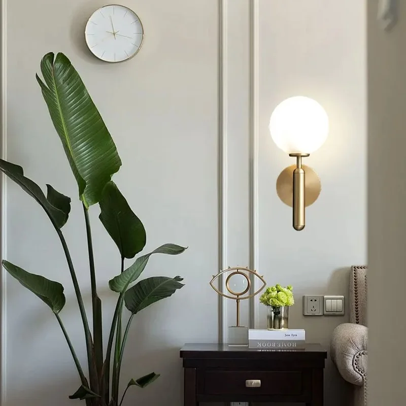 

Nordic LED Wall Lamp 3-Color Changing Modern Fixture for Bedroom Stairs Hallway & Beside Indoor Lighting Glass Ball Led lights