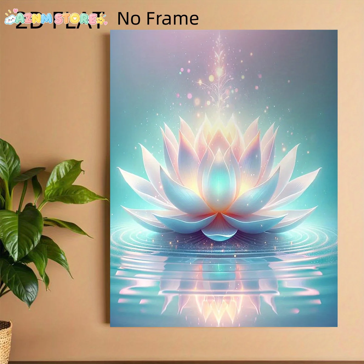 2027,   No Frame Canvas Art Lotus Print Set - Unframed Zen Meditation Wall Decor, Tranquil Flower Canvas Artwork, Modern Wate