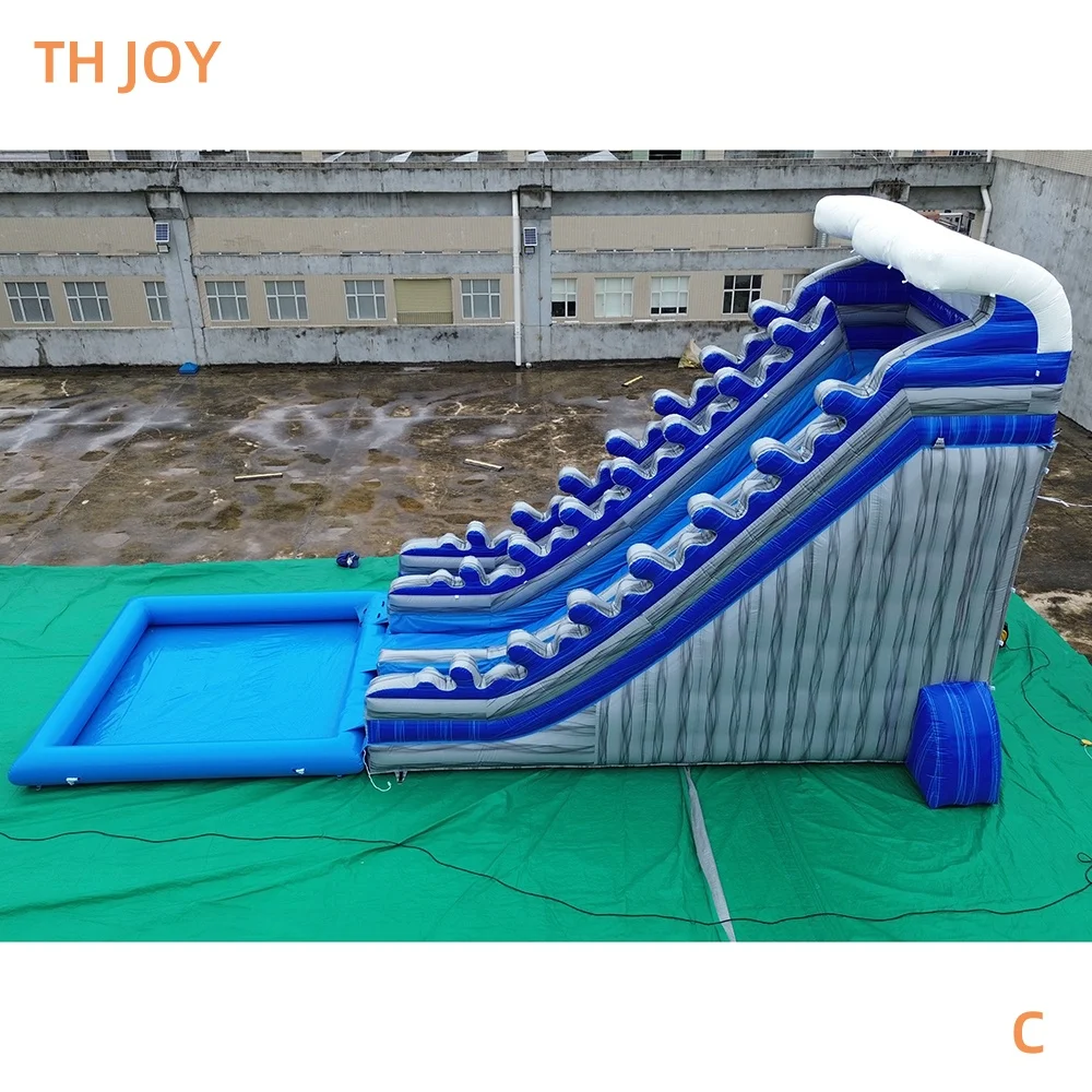 per Versand zum Hafen, kommerzielle aufblasbare Hai-Wasserrutsche mit Poolwasserspielgeräten, riesiger aufblasbarer Jumper-Rutschslip