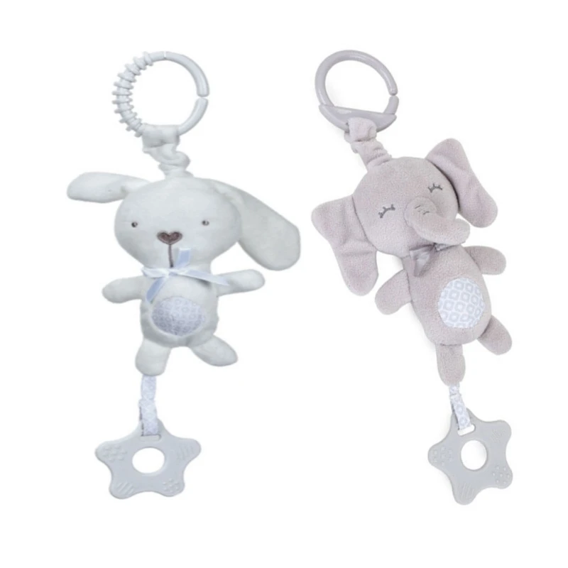 

Cartoon Animal Shake Pendant Plush Elephant Rabbit Rattle Windchime for Newborn Baby Grab Ability Training Educational