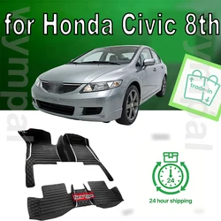 Custom Auto Luxury Leather Car Floor Mat For Honda Civic 8th gen 2006 2007 2008 Car Mat Full Set Women Waterproof Accessories