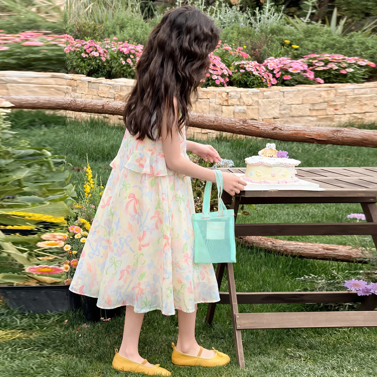 Baby Dresses For Girls Bow Print Floral Sleeveless Ruffle Flowy Maxi Casual Summer Birthday Sundress Kids 6 7 8 9 10 11 12 Years