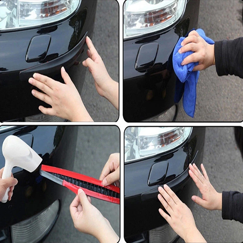 2pcs Black Universal Carbon Fiber Texture Anti-rub Protector Car SUV Bumper Edge Guard Strip Car Exterior Decoration Accessories