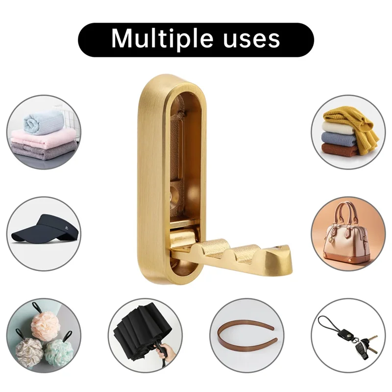 

AT43-4PCS Золотые складные настенные крючки, металлические складные крючки настенные для ванной комнаты, кухни, спальни