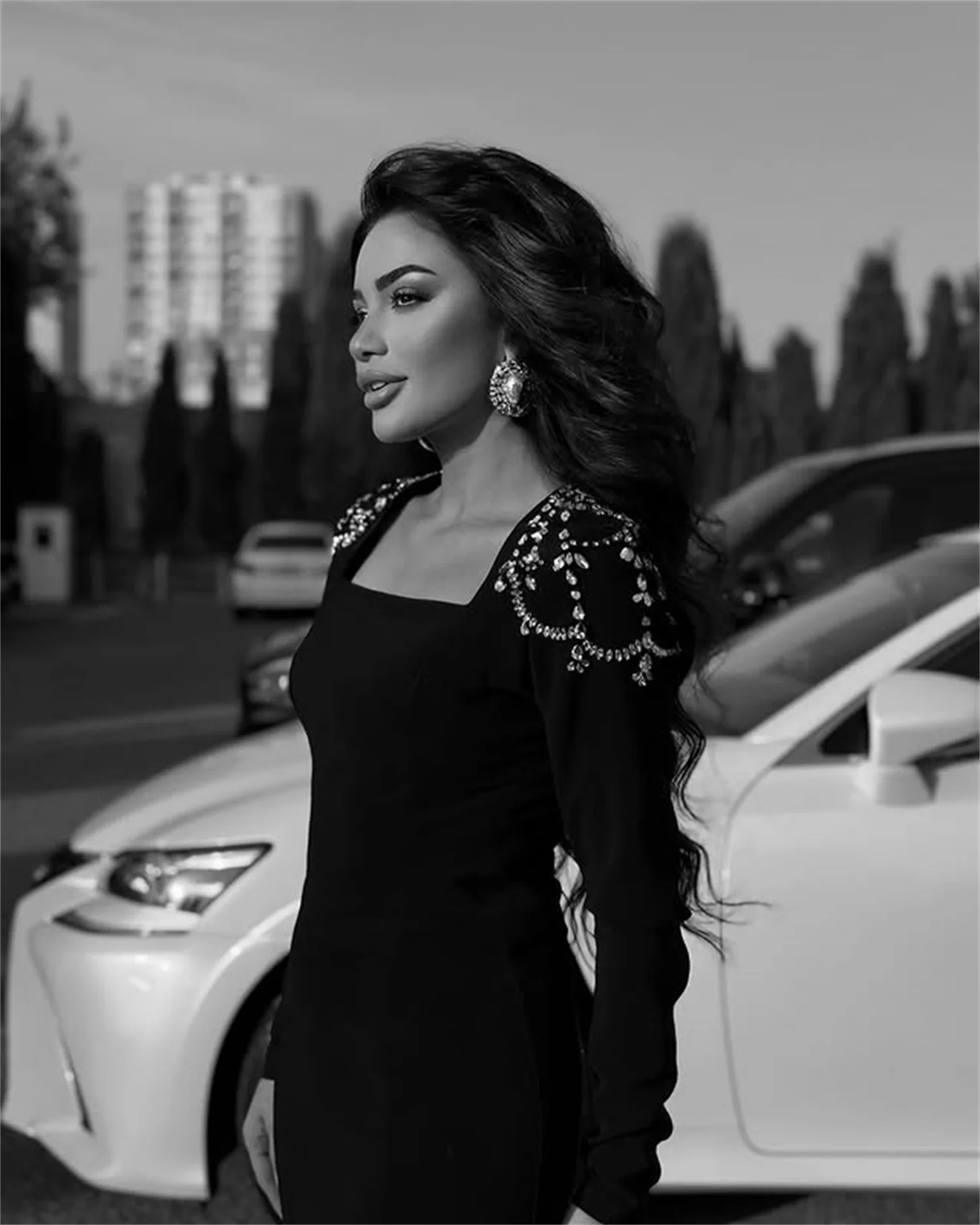 Aileen فساتين حفلات أنيقة سوداء 2025 فستان سهرة نسائي فساتين زهور ثلاثية الأبعاد للمناسبات الخاصة حفلة موسيقية مخصصة