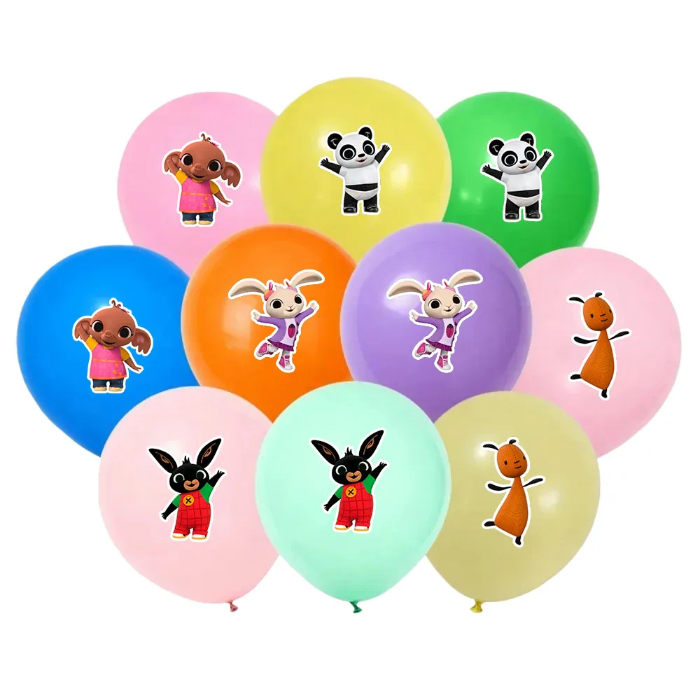 Ballons en latex de 9 pouces en forme de lapin noir de dessin animé, lot de 10 ballons de dessin animé pour garçons et filles, fournitures pour anniversaire et fête prénatale