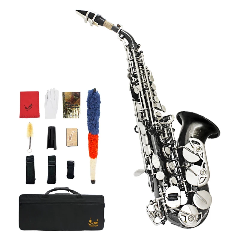 Brass Wind Instrument Bb High Tone Nickel Plated Black Soprano Saxophone