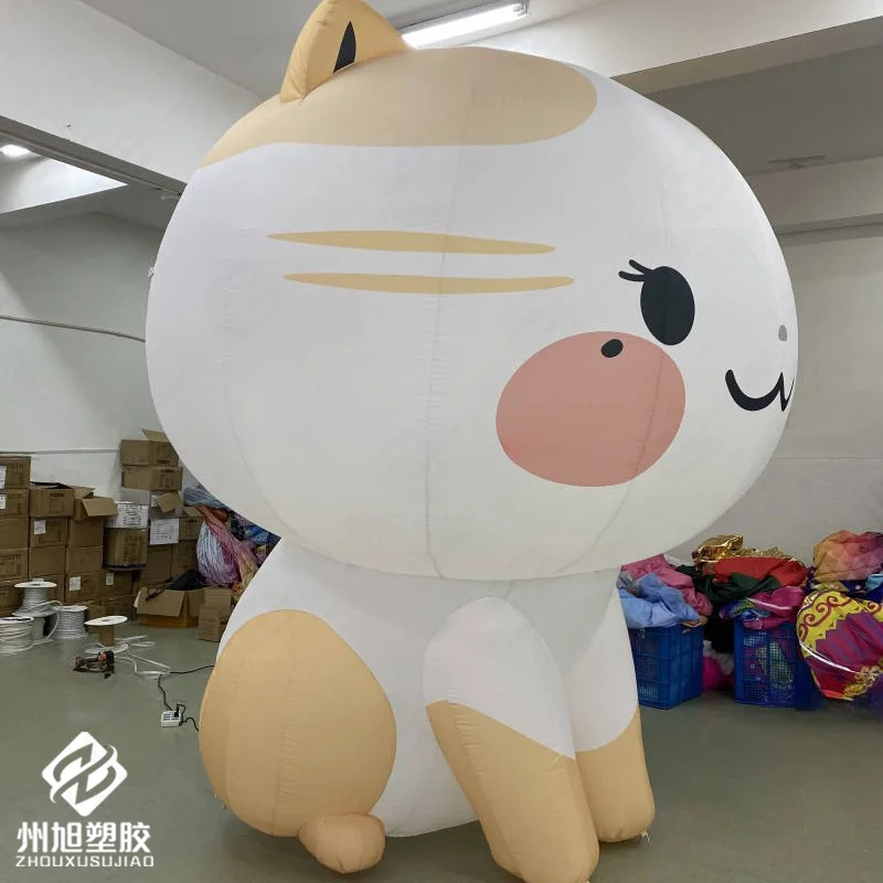 قطط لطيفة قابلة للنفخ، نماذج هوائية على شكل حيوانات، مع منفاخات، دعائم تزيين نشاط مركز التسوق في الهواء الطلق