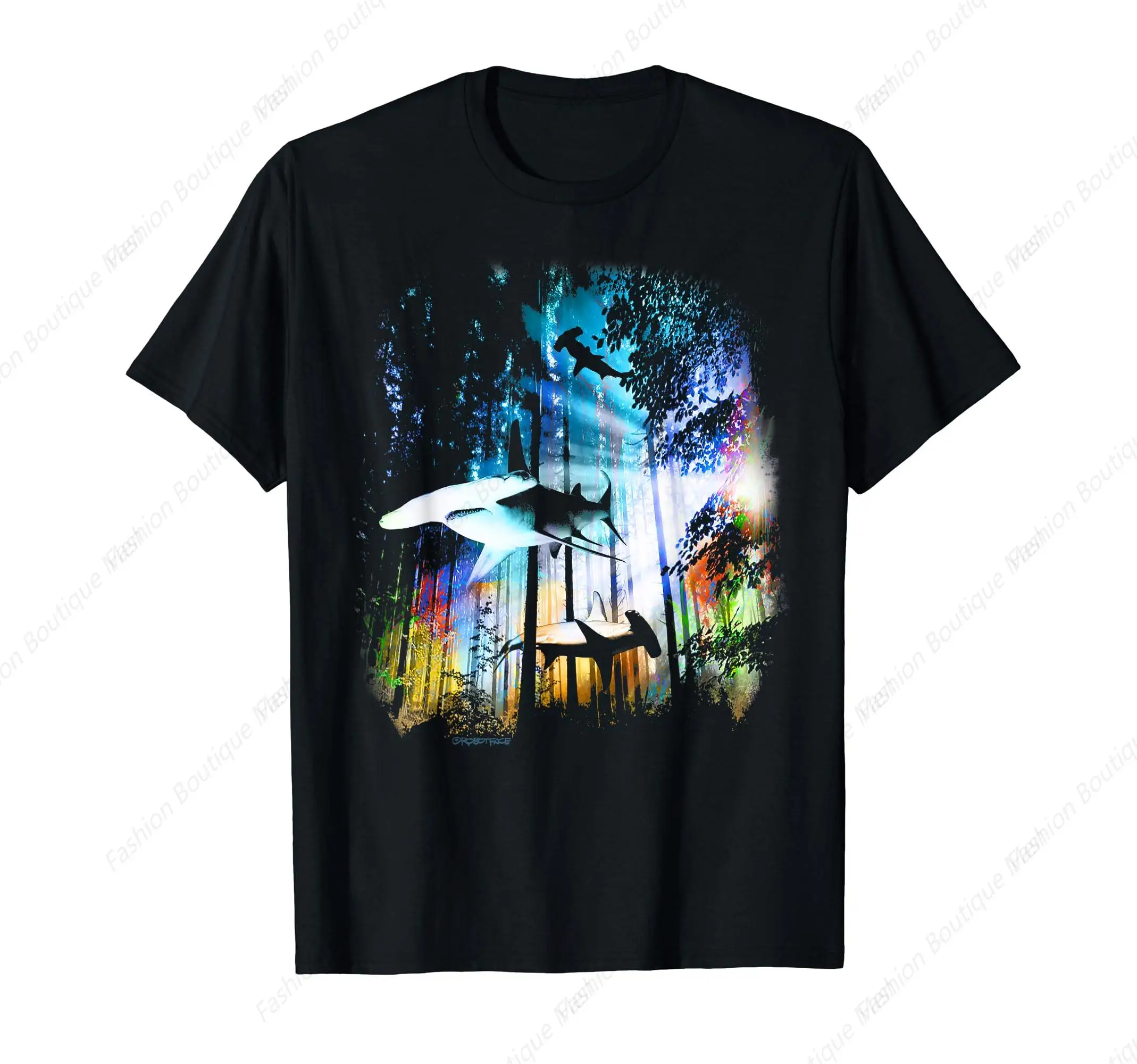 

Hot-selling Fashion Short Sleeve Hammerhead Shark Forest T-Shirt Men Woman Cotton Tops Design Special Street Classic Tee Shirt