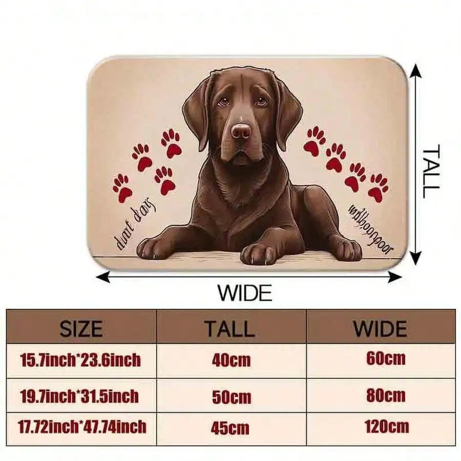 1pc Flannel Floor MatCute Chocolate Labrador Retriever Print Decorative Area Rug Non-Slip Floor MatNon-Slip, Machine Washable, Soft Area Rug For Home Living