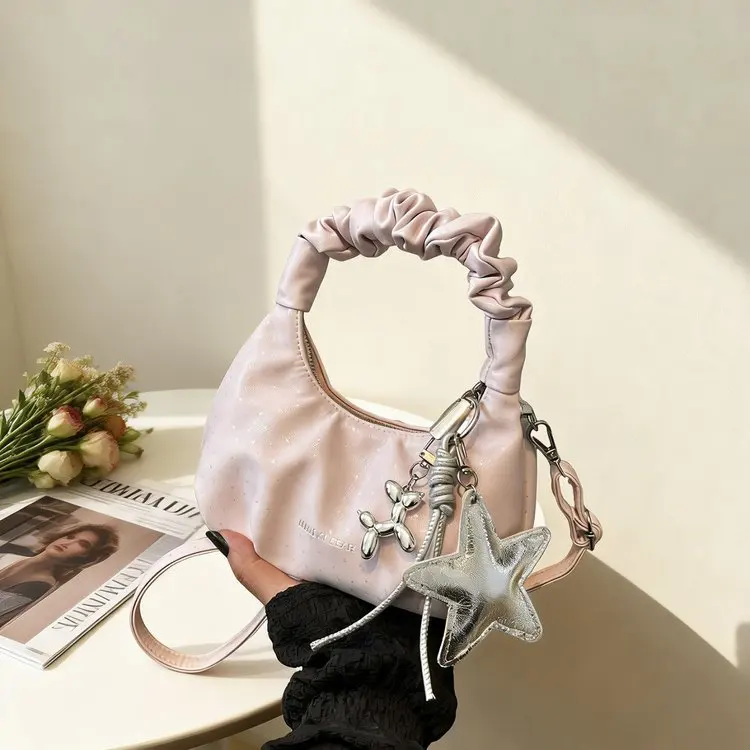 流行の白い織りハンドバッグ、女性用ミニマリストデザインショルダーバッグ、軽量クロスボディバッグ、仕事や旅行に最適