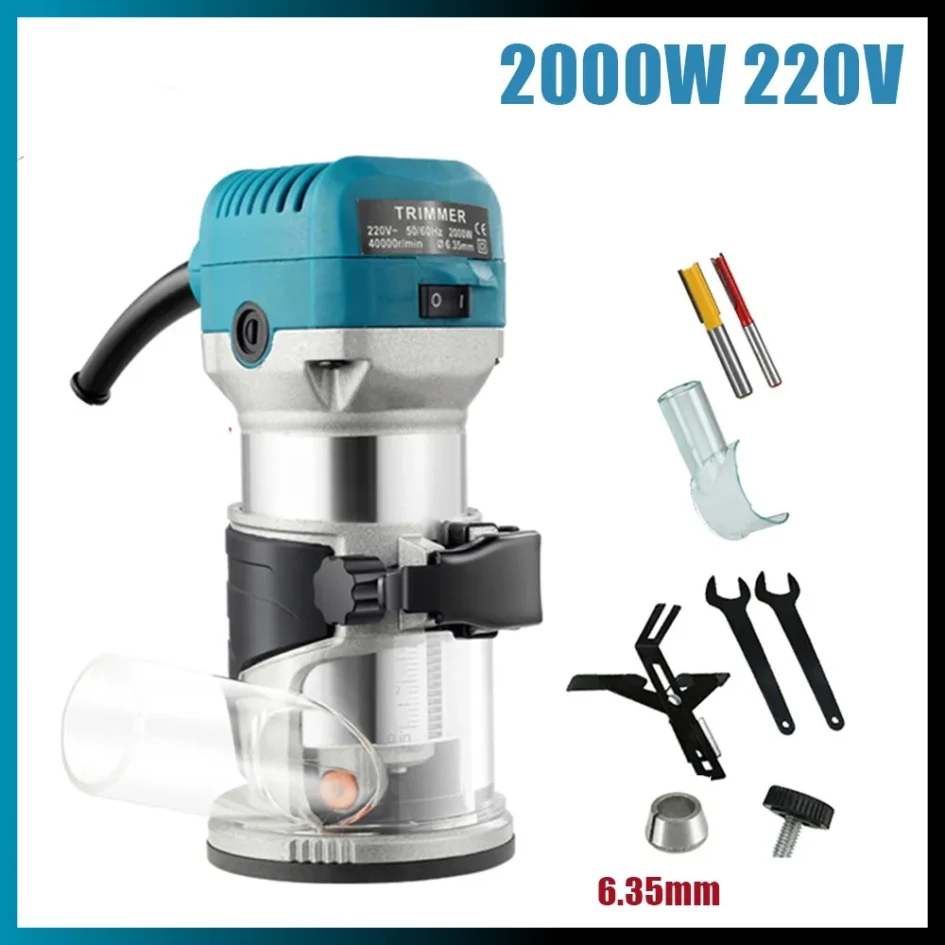 

220V 2000W Electric Wood Router Electric Trimmer Woodworking Milling Engraving Slotting Trimming Machine Carving Router Tool