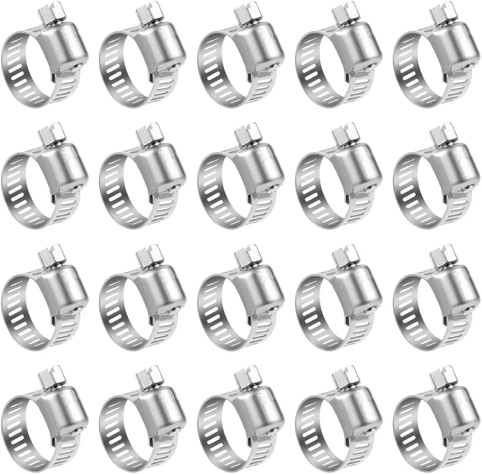 20pcs 304 Stainless Steel Adjustable Drive Hose Clamp Fuel Line Worm Size Clip Hoop Hose Clamp Hot Sale 13-19mm 18-32mm 16-25mm