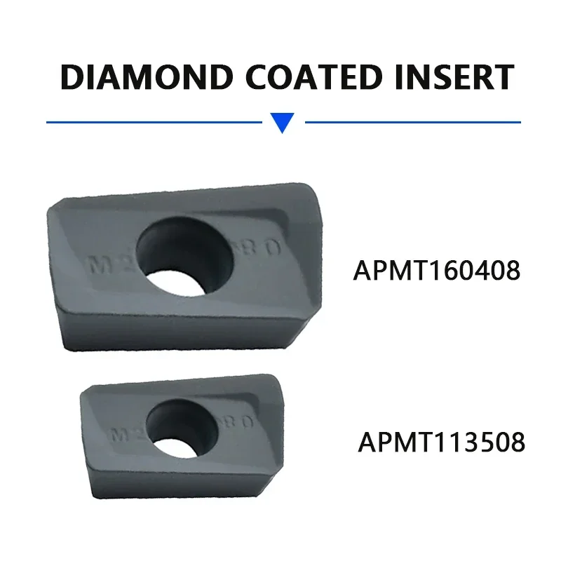 PCD Diamond Coated Milling Inserts APMT1135 APMT1604 Special Inserts For Grooving And Rough Machining Of Graphite, Glass, Carbo