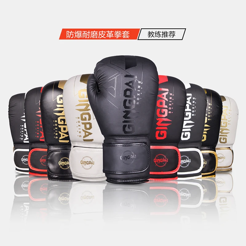 Nowe rękawice bokserskie Pro 8 10 12 14 oz dla kobiet mężczyzn Sanda Training Sandbags Muay Thai Combat Fight Adults Kickboxing Gloves