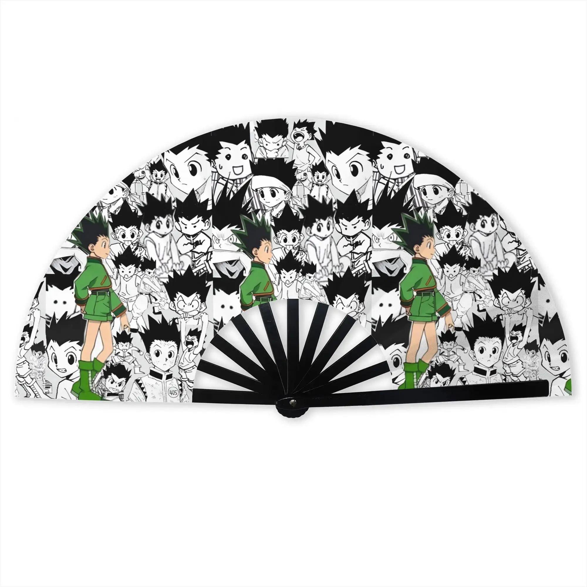 Customized Classical HXH Cartoon  Portable Pocket Fan Camping Manga Polyester Folding Fan Chinese Dance Handheld Cooling Fans