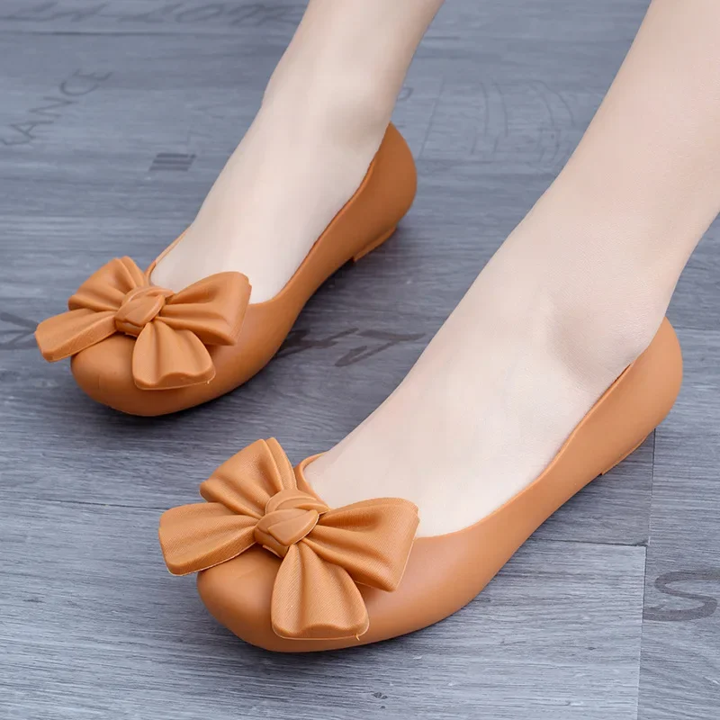 

Fashion New Women's Comfortable Sandals Solid Color Bow Flat Shoes Summer Outer Wear Casual Bag Heel Flat Round Toe Sandals