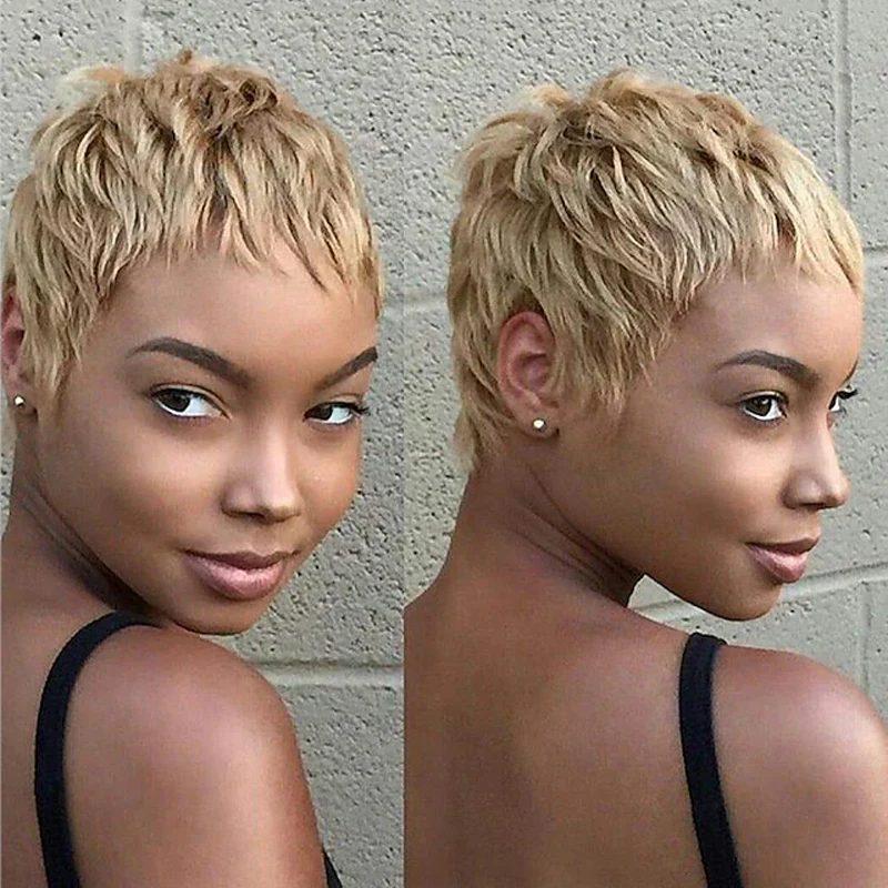 HAIRJOY Synthetic Hair Pixie Cuts Hair Wigs African American Short Wig for Women