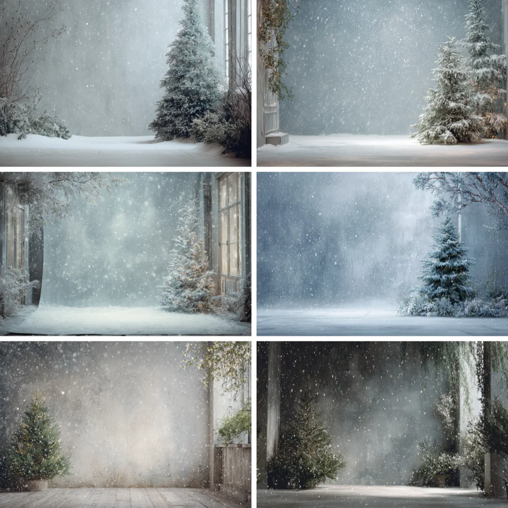 

Photography Background Winter Christmas Forest Dreamy Snow Xmas Tree Kids Family Portrait Decor Backdrop Photo Studio