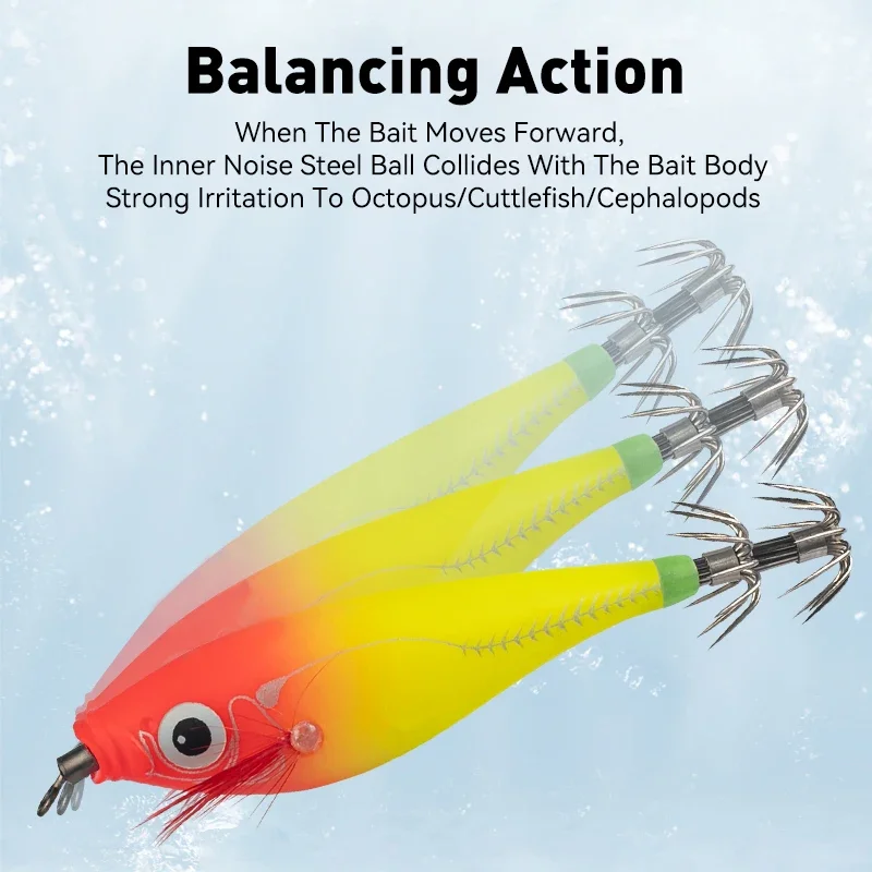 LEYDUN مضيئة أفقية خطاف الحبار الخشب الروبيان خطاف الحبار 5 قطعة الصيد السحر LEYDUN الأخطبوط الحبار الروبيان المياه المالحة الطعوم