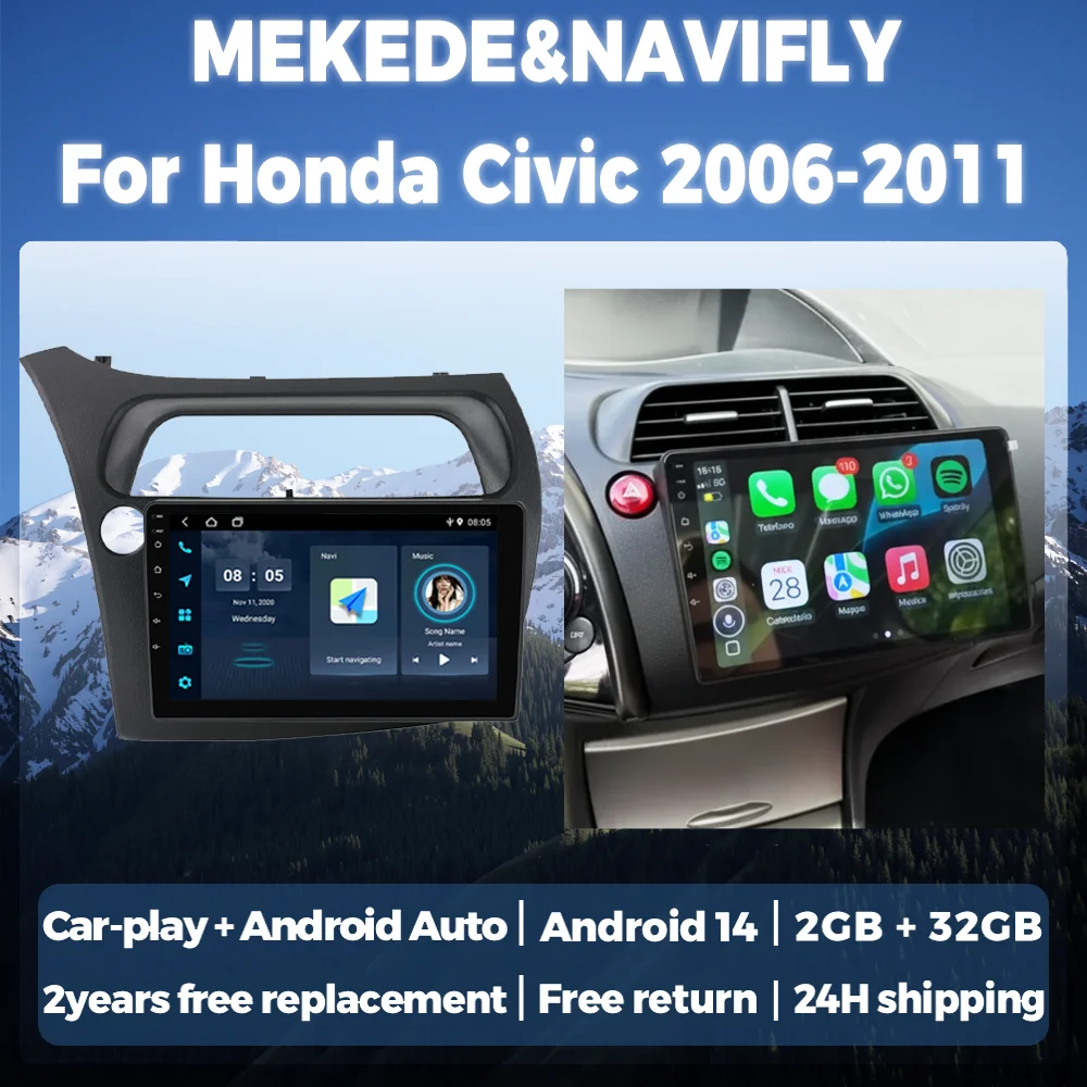 

Android 14 Car radio For Honda Civic Hatchback 2006-2011 Autoradio Multimedia Player intelligent system Wireless Carplay Auto BT