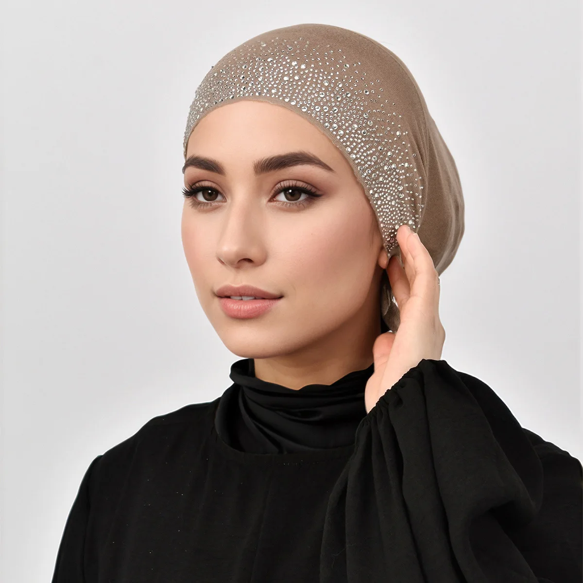 

Jersey Soft Rhinestone Muslim Turban Hat Inner Hijab Caps Islamic Underscarf Bonnet India Hat Female Headwrap Turbante Mujer