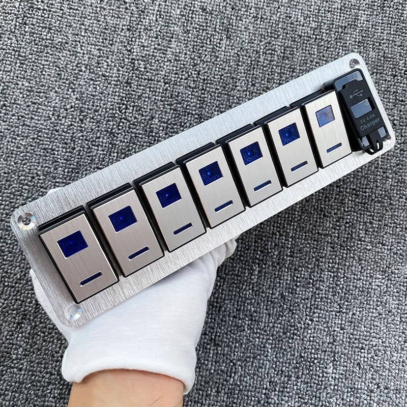 

Great Metal USB 1-7 Gang Rocker Switch Panel Socket Digital Voltage Display Waterproof For Marine Boat Car Rv Vehicles Truck