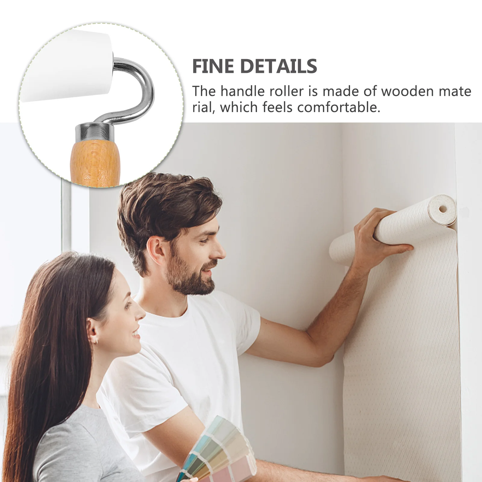 

Ролик для обоев с деревянной ручкой, колесо для швов, плоский прижимной ролик для профессиональной клейкости стен, пленка из нетканого материала, квилтинга