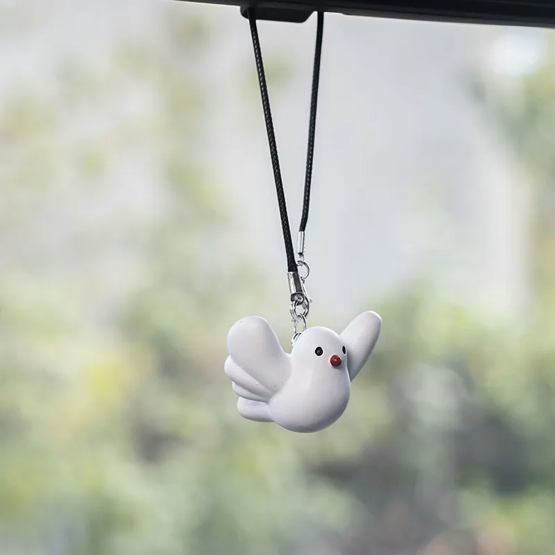 

New Fun Peace Dove Car Rearview Mirror Pendant Car Hanging Decoration Interior Small White Dove Personalized Pendant Decoration