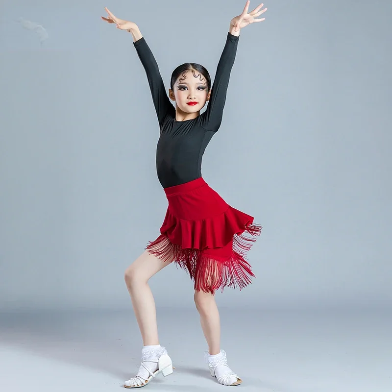 Modern Girl Tassel Latin Dance Dress For Girls Samba Dress Ballroom Dancing Girl Competition Kids Tango Rumba Dance Costumes